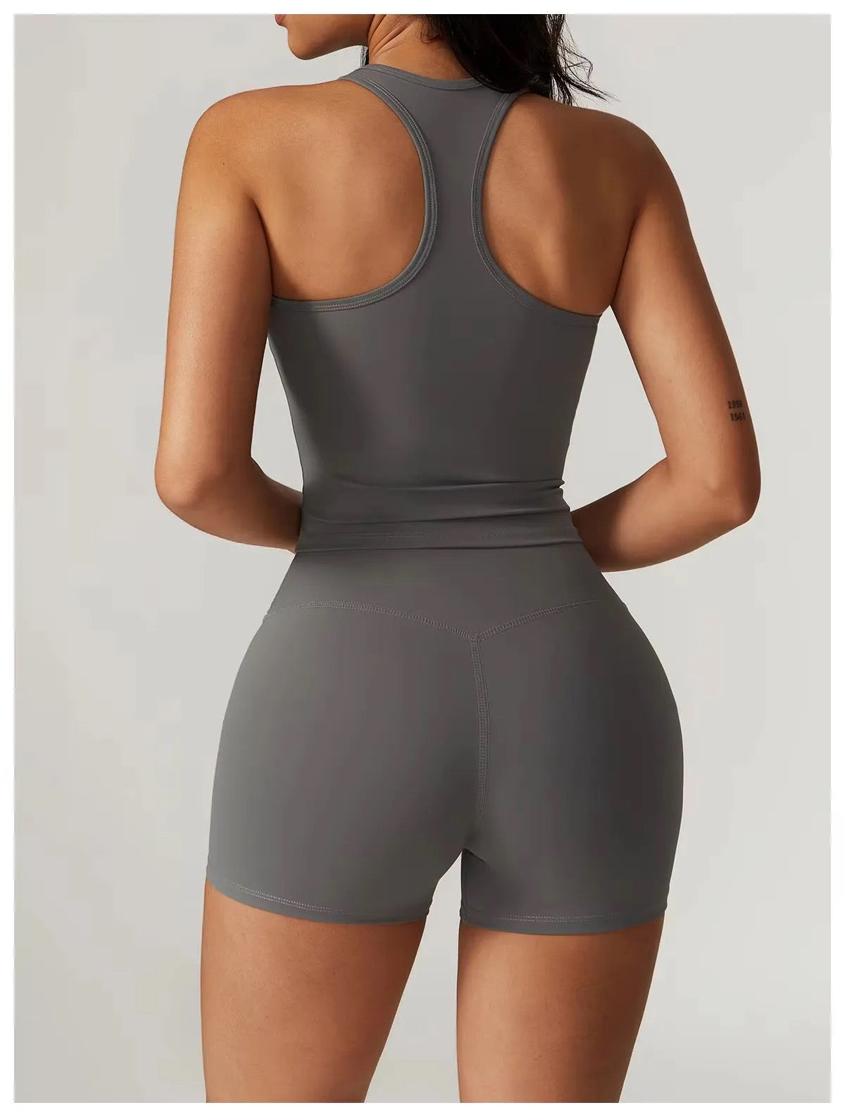 Grey seamless square neck sports set