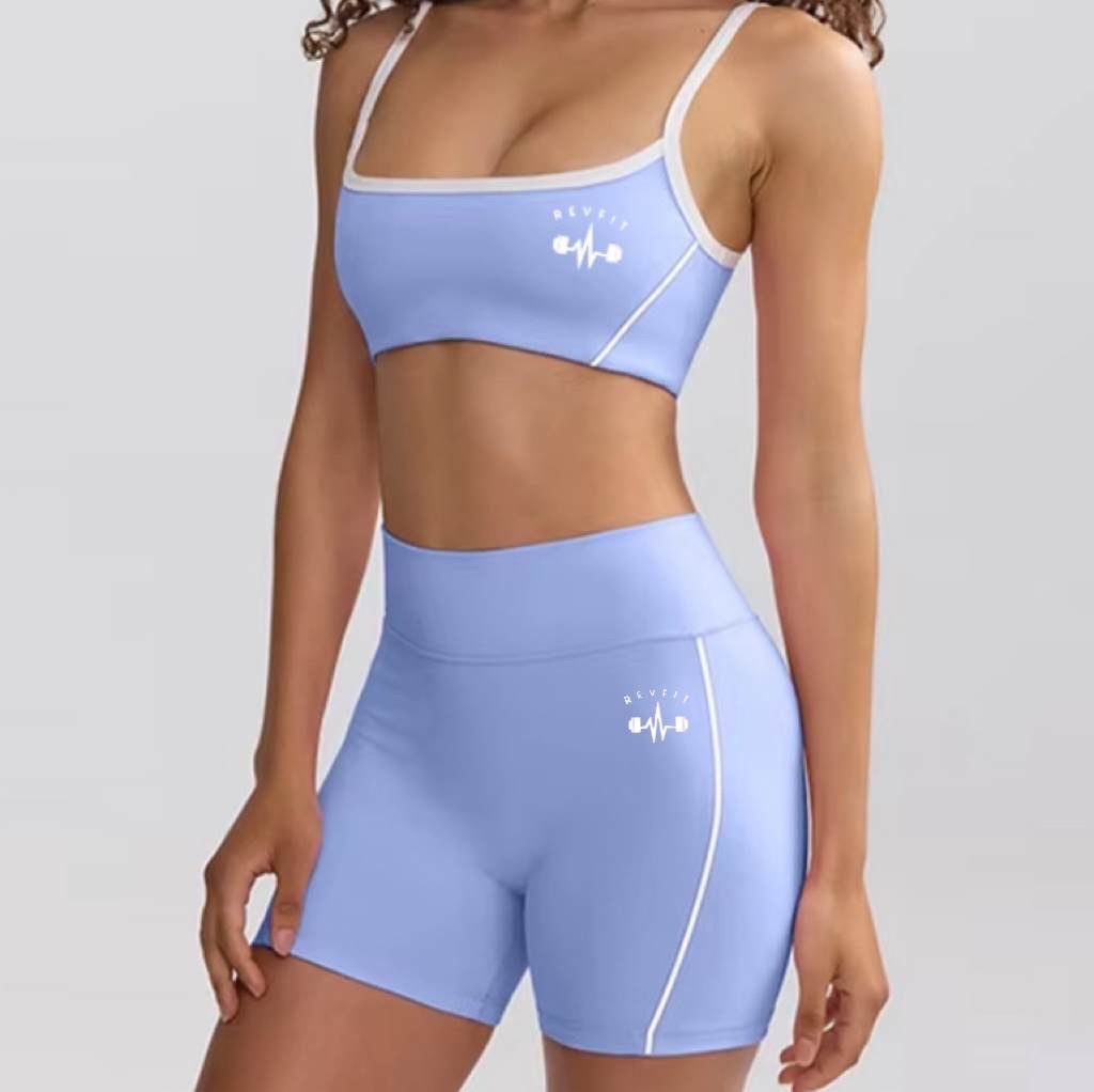 Blue contrast white trim sports set