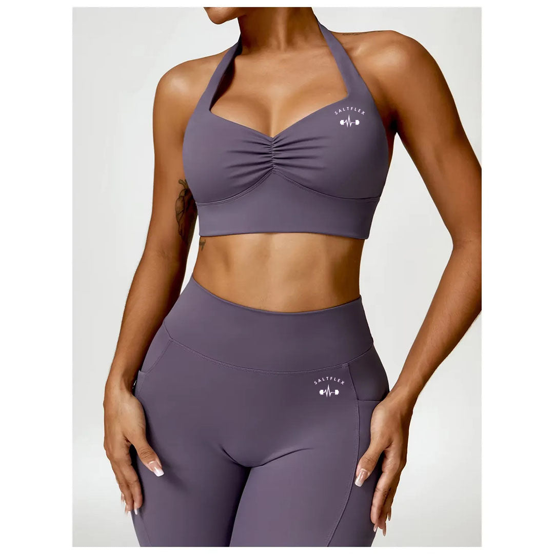 Aubergine ruched sculpted sports set