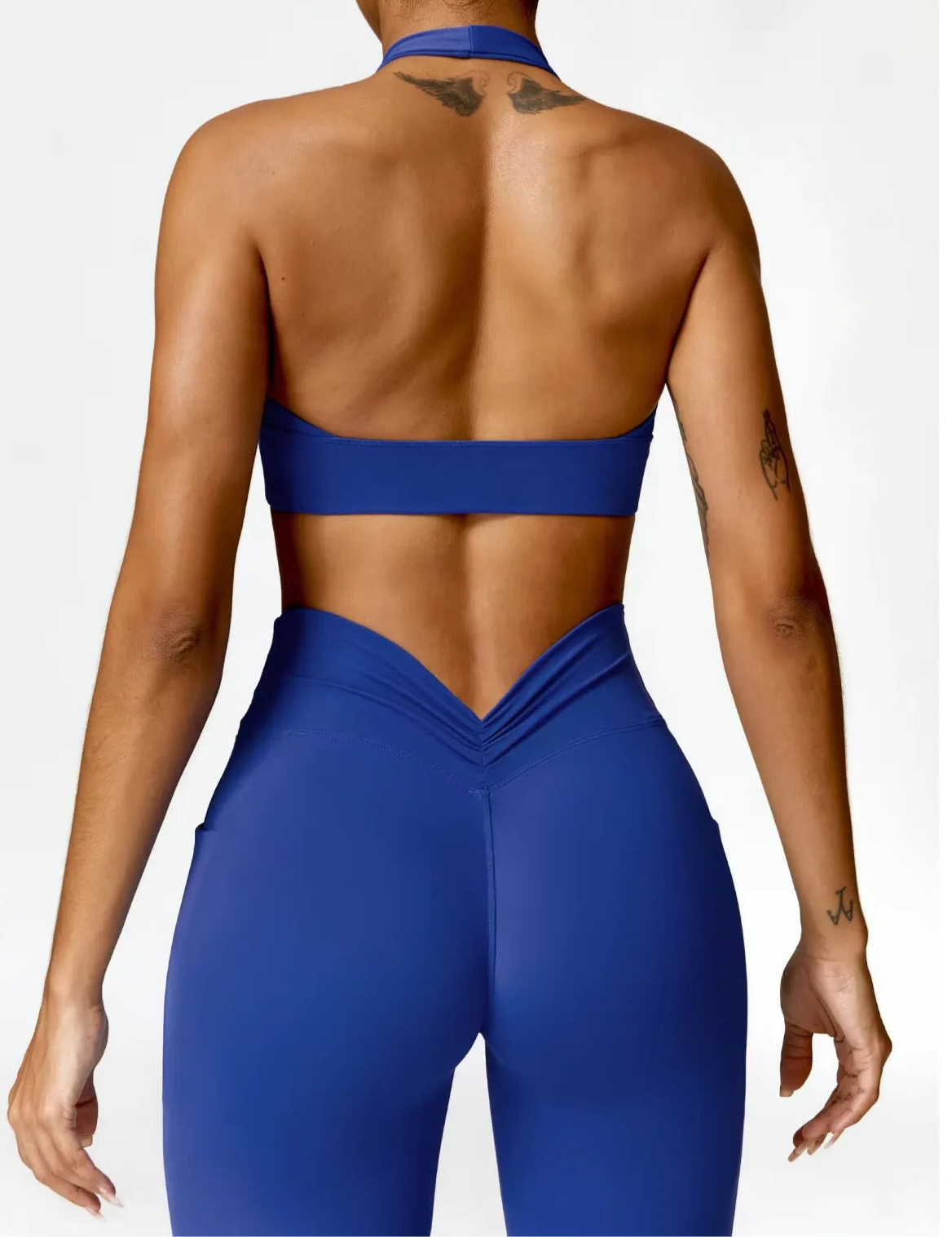 Blue ruched sculpted sports set