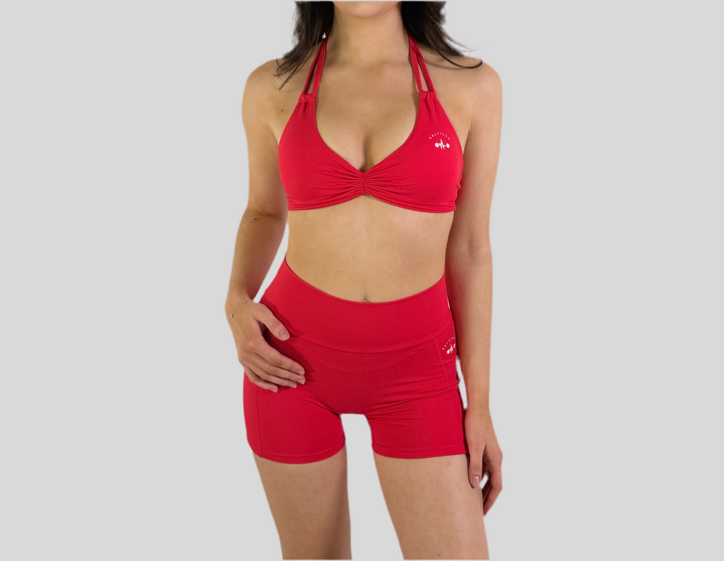 Red ruched sculpted sports set