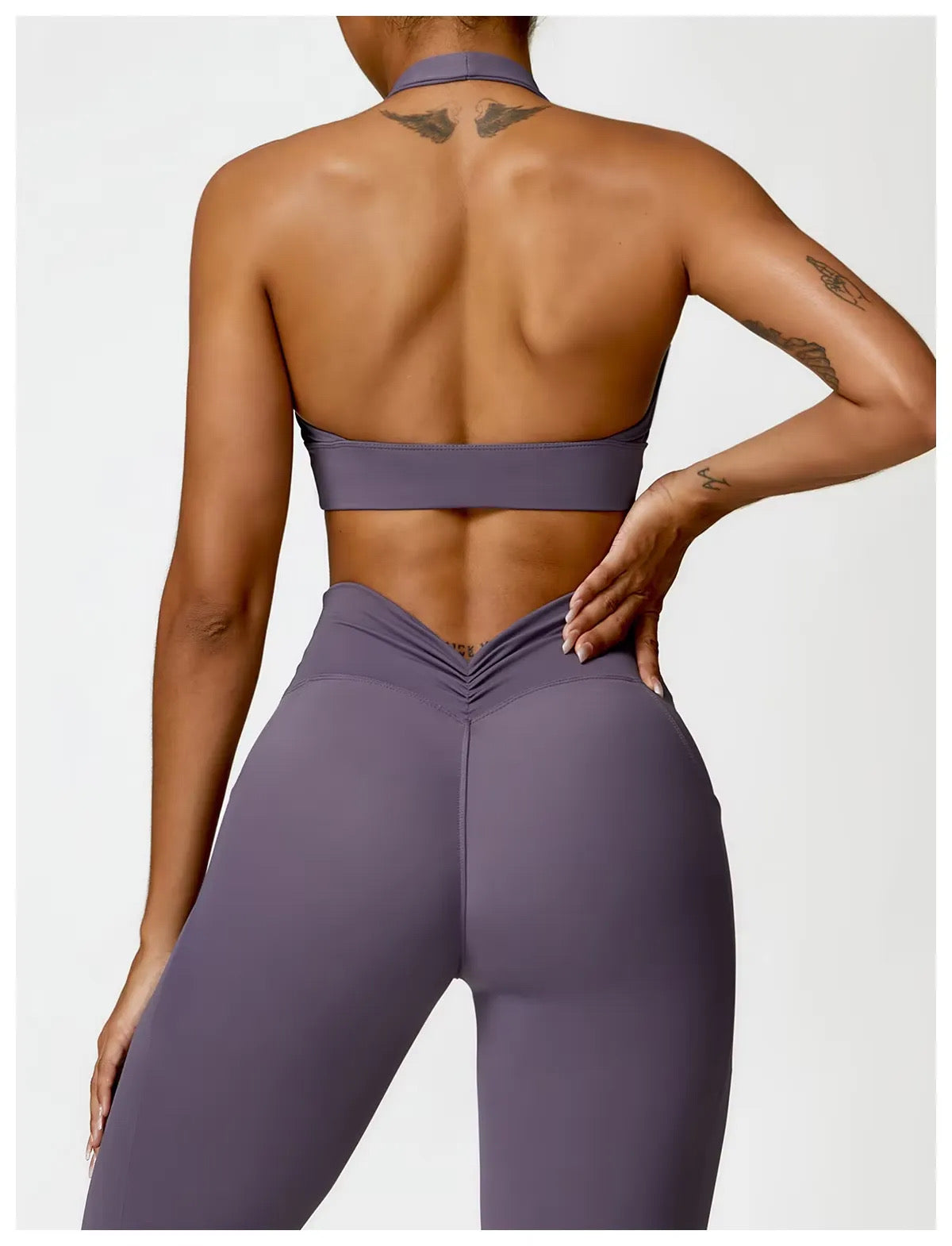 Aubergine ruched sculpted sports set