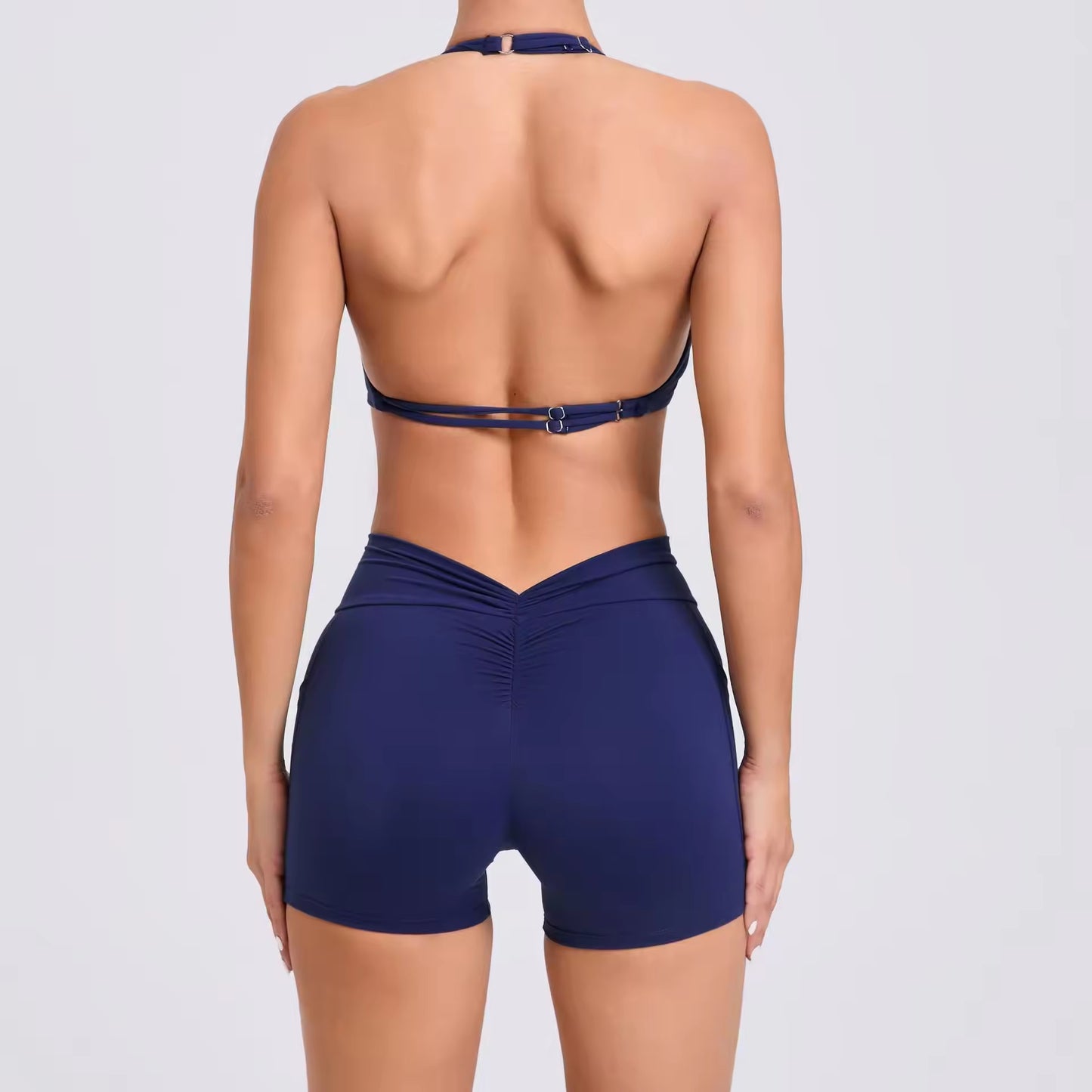 Navy ruched sculpted sports set
