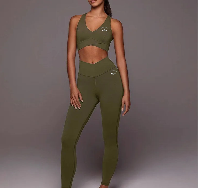 Green v-cross sports set