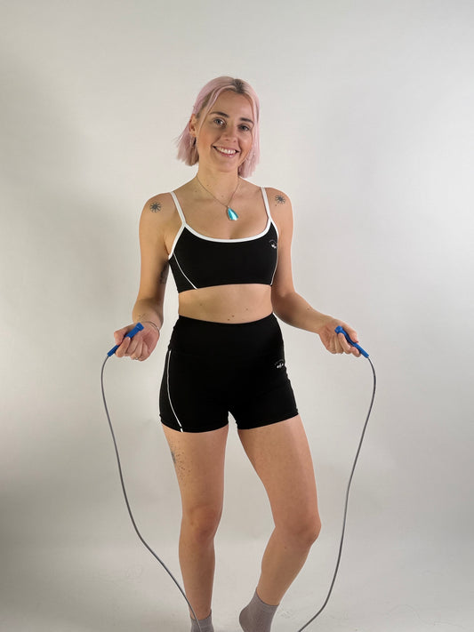 Black contrast white trim sports set