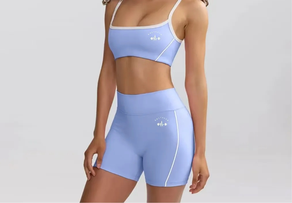 Blue contrast white trim sports set