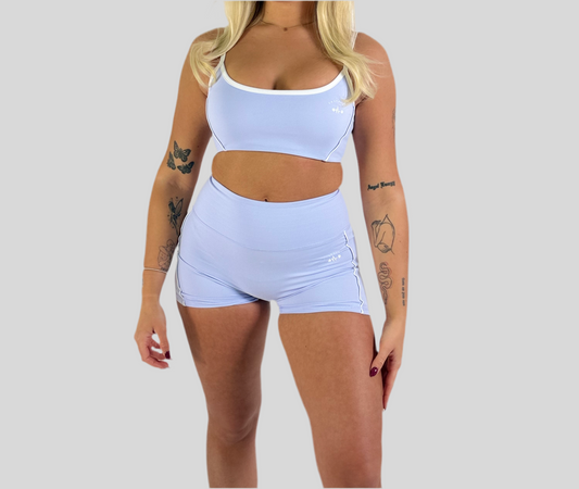 Blue contrast white trim sports set